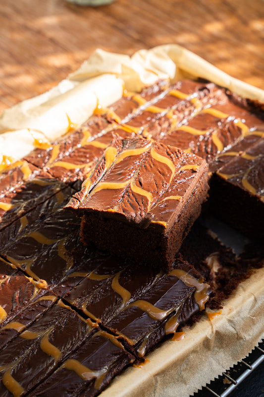 Chocolate and Salted Caramel Sponge Tray Cake